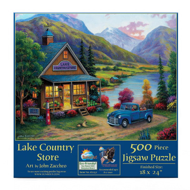 SUNSOUT INC - Lake Country Store - 500 pc Jigsaw Puzzle by Artist: John Zaccheo - Finished Size 18" x 24" - MPN# 62152