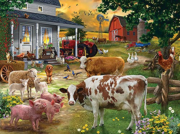 SUNSOUT INC - Gathering in The Farmyard - 1000 pc Jigsaw Puzzle by Artist: Bigelow Illustrations - Finished Size 20" x 27" - MPN# 31594