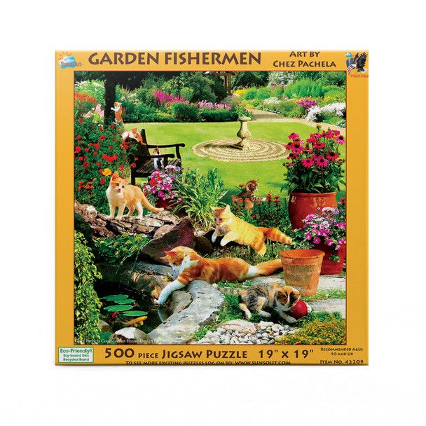 SUNSOUT INC - Garden Fishermen - 500 pc Jigsaw Puzzle by Artist: Czes Pachela - Finished Size 19" x 19" - MPN# 42209