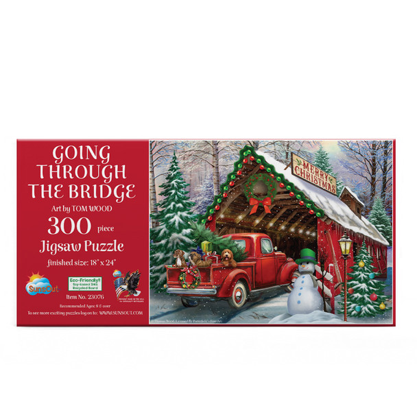 SUNSOUT INC - Going Through the Bridge - 300 pc Jigsaw Puzzle by Artist: Tom Wood - Finished Size 18" x 24" Christmas - MPN# 23076