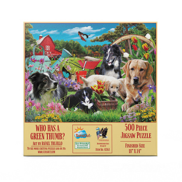 SUNSOUT INC - Who has a green Thumb - 500 pc Jigsaw Puzzle by Artist: Rafael Trujillo - Finished Size 18" x 24" - MPN# 42263