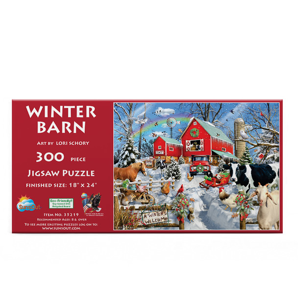 SUNSOUT INC - Winter Barn - 300 pc Jigsaw Puzzle by Artist: Lori Schory - Finished Size 18" x 24" Christmas - MPN# 35219