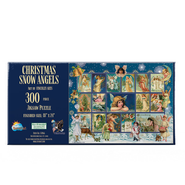 SUNSOUT INC - Christmas Snow Angels - 300 pc Jigsaw Puzzle by Artist: Finchley Paper Arts - Finished Size 18" x 24" Christmas - MPN# 55966