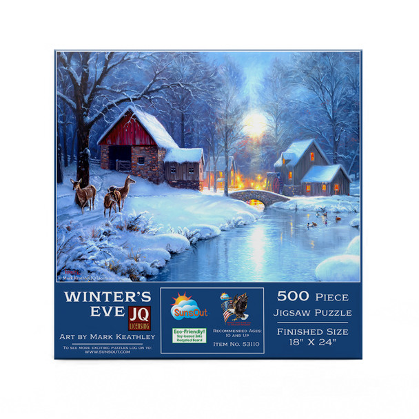 SUNSOUT INC - Winters Eve - 500 pc Jigsaw Puzzle by Artist: Mark keathley - Finished Size 18" x 24" - MPN# 53110