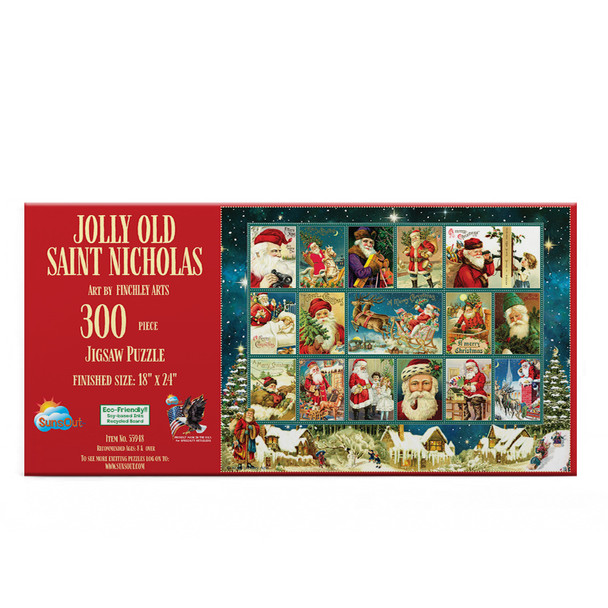 SUNSOUT INC - Jolly Old Saint Nicholas - 300 pc Jigsaw Puzzle by Artist: Finchley Paper Arts - Finished Size 18" x 24" Christmas - MPN# 55948