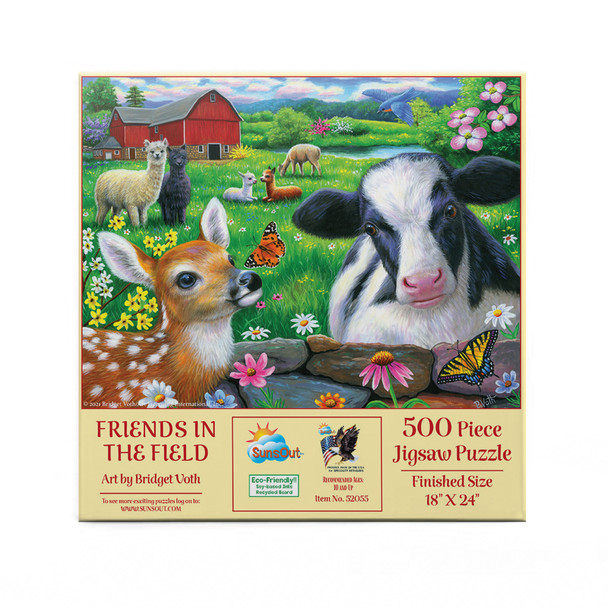 SUNSOUT INC - Friends in the Field - 500 pc Jigsaw Puzzle by Artist: Bridget Voth - Finished Size 18" x 24" - MPN# 52055