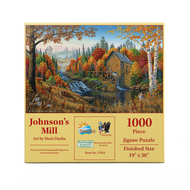 SUNSOUT INC - Johnson's Mill - 1000 pc Jigsaw Puzzle by Artist: Mark Daehlin - Finished Size 19" x 30" - MPN# 17918