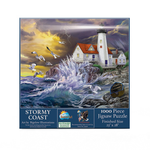 SUNSOUT INC - Stormy Coast - 1000 pc Jigsaw Puzzle by Artist: Bigelow Illustrations - Finished Size 23" x 28" - MPN# 31926