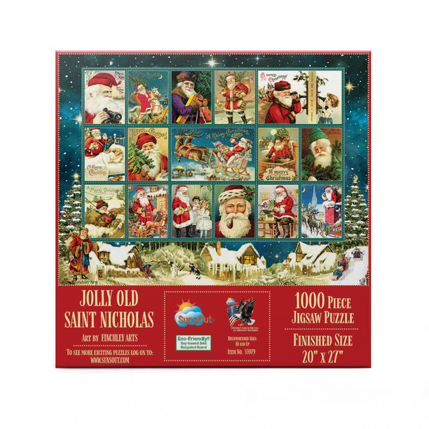 SUNSOUT INC - Jolly Old Saint Nicholas - 1000 pc Jigsaw Puzzle by Artist: Finchley Paper Arts - Finished Size 20" x 27" Christmas - MPN# 55979