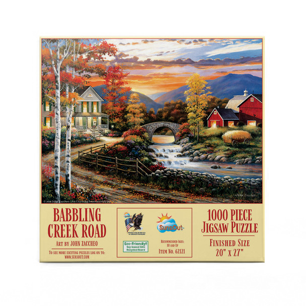 SUNSOUT INC - Babbling Creek Road - 1000 pc Jigsaw Puzzle by Artist: John Zaccheo - Finished Size 20" x 27" - MPN# 62121