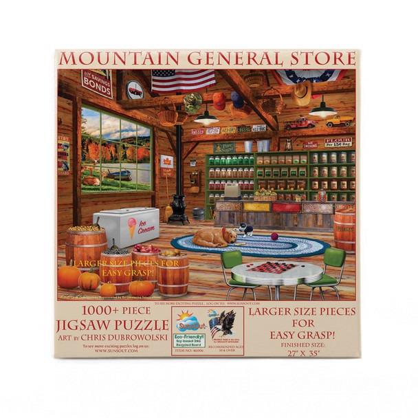 SUNSOUT INC - Mountain General Store - 1000 pc Large Pieces Jigsaw Puzzle by Artist: Chris Dobrowolski - Finished Size 27" x 35" - MPN# 46006