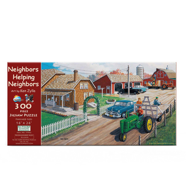 SUNSOUT INC - Neighbors Helping Neighbors - 300 pc Jigsaw Puzzle by Artist: Ken Zylla - Finished Size 16" x 26" - MPN# 39902
