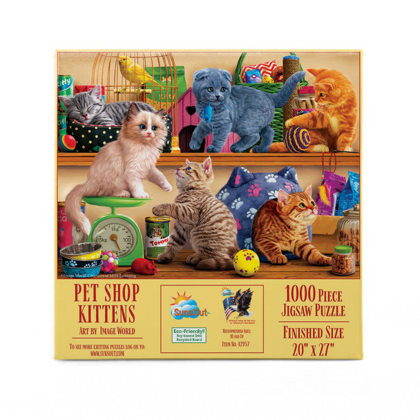 SUNSOUT INC - Pet Shop Kittens - 1000 pc Jigsaw Puzzle by Artist: Image World - Finished Size 20" x 27" - MPN# 42957