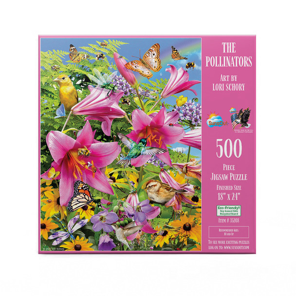 SUNSOUT INC - The Pollinators - 500 pc Jigsaw Puzzle by Artist: Lori Schory - Finished Size 18" x 24" - MPN# 35208