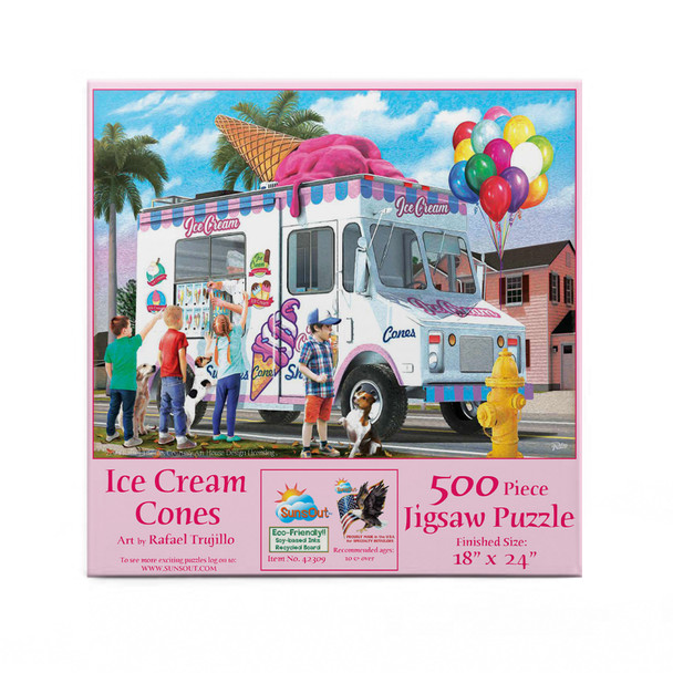 SUNSOUT INC - Ice Cream Cones - 500 pc Jigsaw Puzzle by Artist: Rafael Trujillo - Finished Size 18" x 24" - MPN# 42309