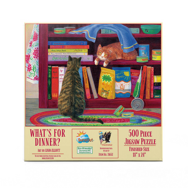 SUNSOUT INC - What's for Dinner - 500 pc Jigsaw Puzzle by Artist: Linda Elliott - Finished Size 18" x 24" - MPN# 31652