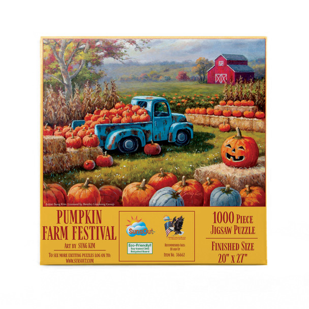 SUNSOUT INC - Pumpkin Farm Festival - 1000 pc Jigsaw Puzzle by Artist: Sung Kim - Finished Size 20" x 27" Halloween - MPN# 36662