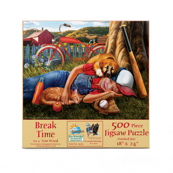 SUNSOUT INC - Break Time - 500 pc Jigsaw Puzzle by Artist: Tom Wood - Finished Size 18" x 24" - MPN# 29773