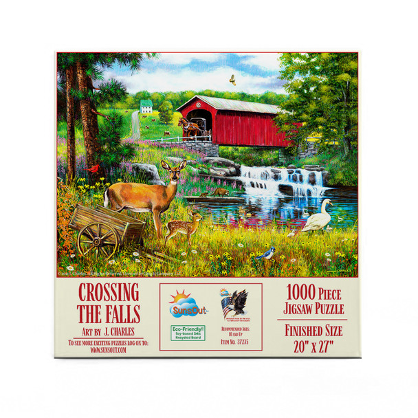 SUNSOUT INC - Crossing the Falls - 1000 pc Jigsaw Puzzle by Artist: J. Charles - Finished Size 20" x 27" - MPN# 37235