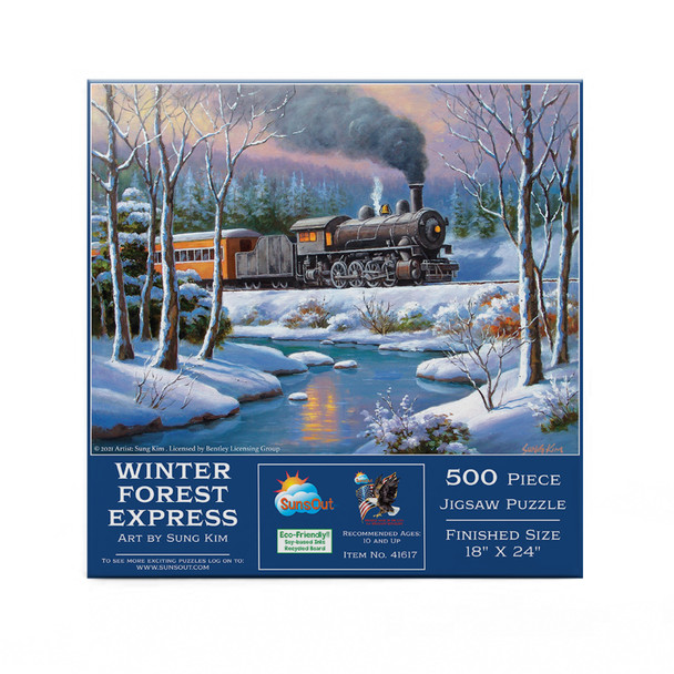 SUNSOUT INC - Winter Forest Express - 500 pc Jigsaw Puzzle by Artist: Sung Kim - Finished Size 18" x 24" - MPN# 41617