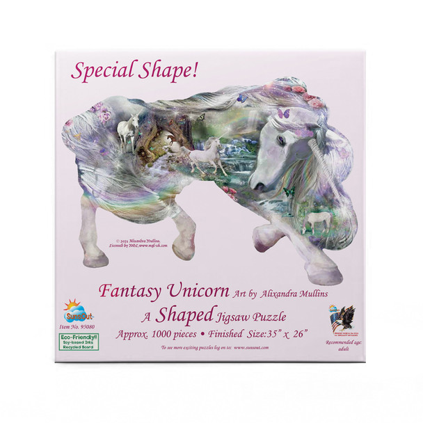 SUNSOUT INC - Fantasy Unicorn - 850 pc Special Shape Jigsaw Puzzle by Artist: Alixandra Mullins - Finished Size 35" x 26" - MPN# 95080