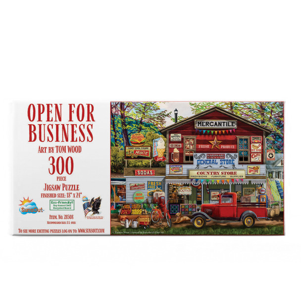 SUNSOUT INC - Open for Business - 300 pc Jigsaw Puzzle by Artist: Tom Wood - Finished Size 18" x 24" - MPN# 28508