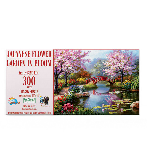 SUNSOUT INC - Japanese Garden in Bloom - 300 pc Jigsaw Puzzle by Artist: Sung Kim - Finished Size 18" x 24" - MPN# 34455