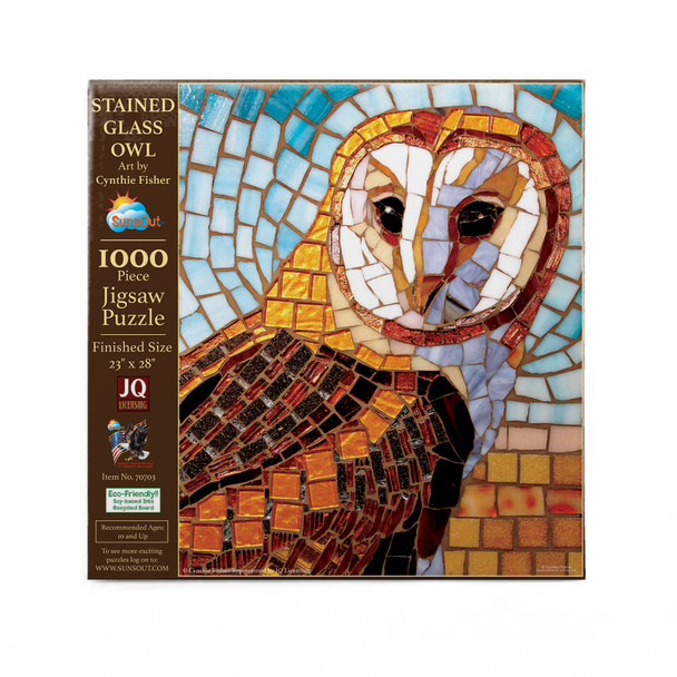 SUNSOUT INC - Stained Glass Owl - 1000 pc Jigsaw Puzzle by Artist: Cynthie Fisher - Finished Size 23" x 28" - MPN# 70703