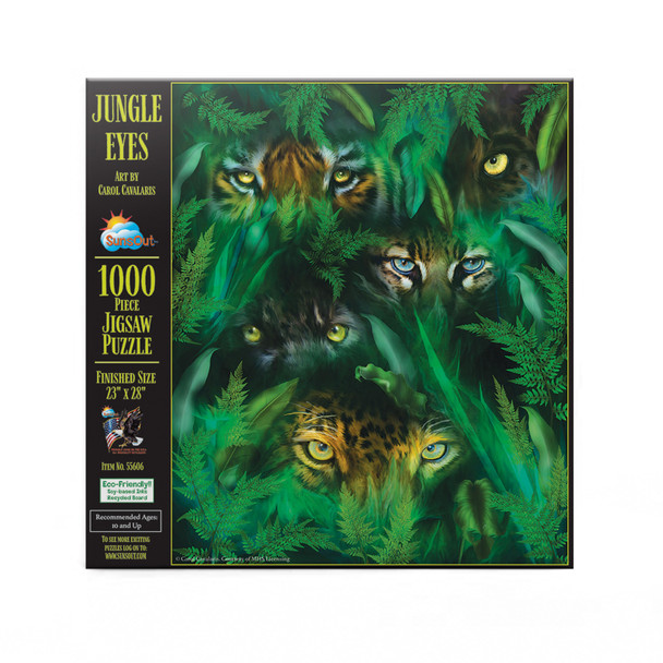 SUNSOUT INC - Jungle Eyes - 1000 pc Jigsaw Puzzle by Artist: Carol Cavalaris - Finished Size 23" x 28" - MPN# 55606