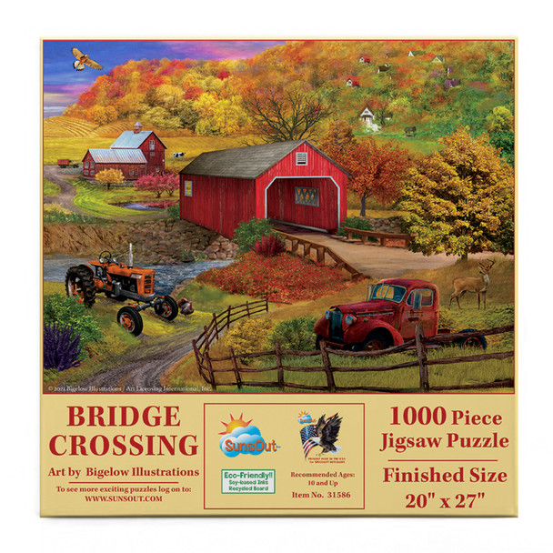 SUNSOUT INC - Bridge Crossing - 1000 pc Jigsaw Puzzle by Artist: Bigelow Illustrations - Finished Size 20" x 27" - MPN# 31586