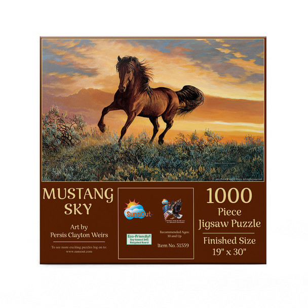 SUNSOUT INC - Mustang Sky - 1000 pc Jigsaw Puzzle by Artist: Persis Clayton Weirs - Finished Size 19" x 30" - MPN# 51559