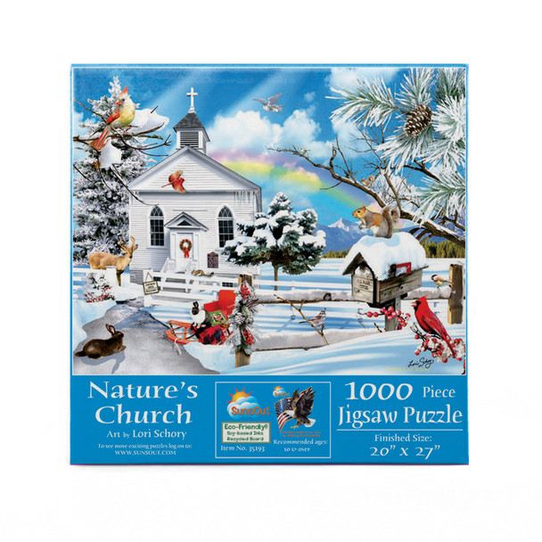 SUNSOUT INC - Nature's Church - 1000 pc Jigsaw Puzzle by Artist: Lori Schory - Finished Size 20" x 27" Christmas - MPN# 35193