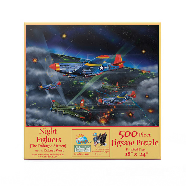 SUNSOUT INC - Night Fighters - The Tuskegee Airmen - 500 pc Jigsaw Puzzle by Artist: Robert West - Finished Size 18" x 24" - MPN# 21319