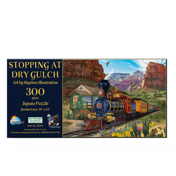 SUNSOUT INC - Stopping at Dry Gulch - 300 pc Jigsaw Puzzle by Artist: Bigelow Illustrations - Finished Size 18" x 24" - MPN# 31503
