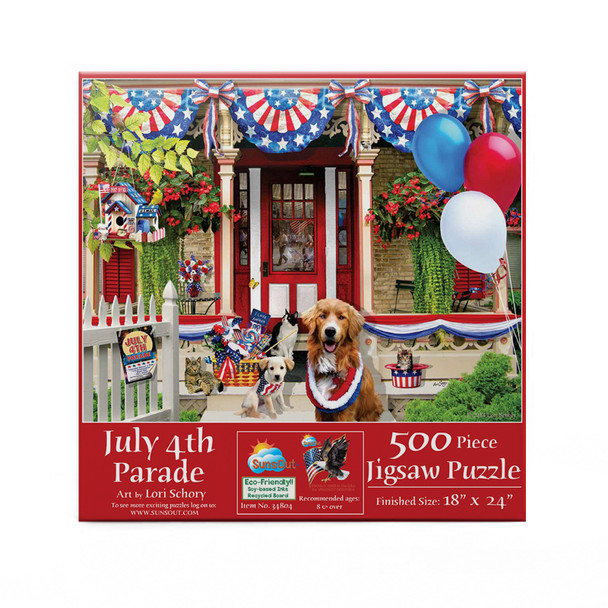 SUNSOUT INC - July 4th Parade - 500 pc Jigsaw Puzzle by Artist: Lori Schory - Finished Size 18" x 24" Fourth of July - MPN# 34804