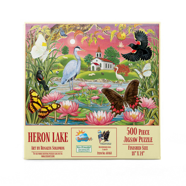 SUNSOUT INC - Heron Lake - 500 pc Jigsaw Puzzle by Artist: Rosalind Solomon - Finished Size 18" x 24" - MPN# 68468