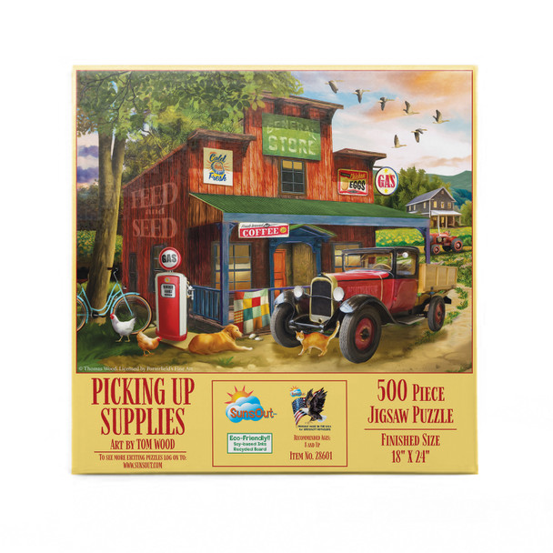 SUNSOUT INC - Picking Up Supplies - 500 pc Jigsaw Puzzle by Artist: Tom Wood - Finished Size 18" x 24" - MPN# 28601