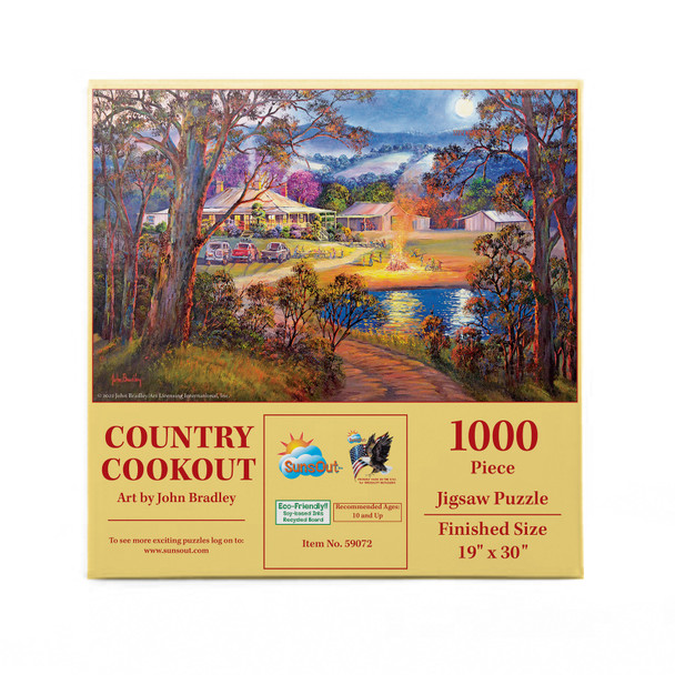 SUNSOUT INC - Country Cookout - 1000 pc Jigsaw Puzzle by Artist: John Bradley - Finished Size 19" x 30" - MPN# 59072