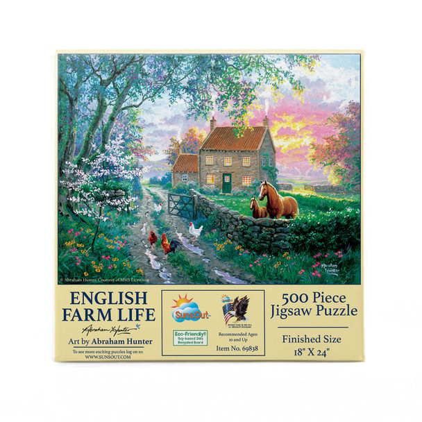 SUNSOUT INC - English Farm Life - 500 pc Jigsaw Puzzle by Artist: Abraham Hunter - Finished Size 18" x 24" - MPN# 69838