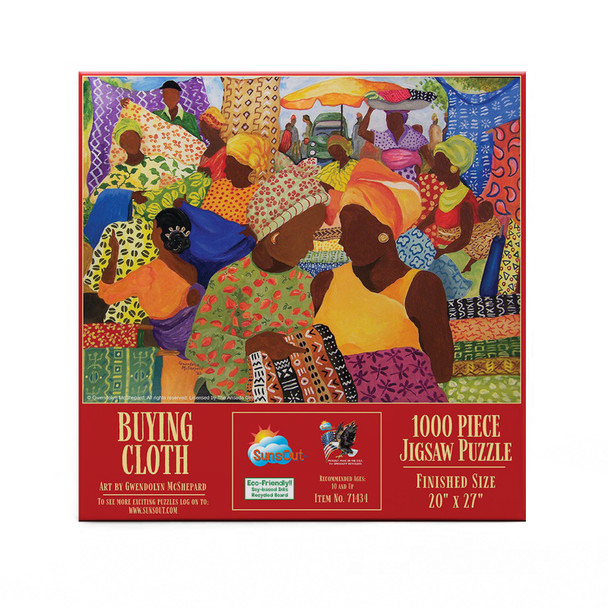 SUNSOUT INC - Buying Cloth - 1000 pc Jigsaw Puzzle by Artist: Gwendolyn McShepard - Finished Size 20" x 27" Shopping - MPN# 71434