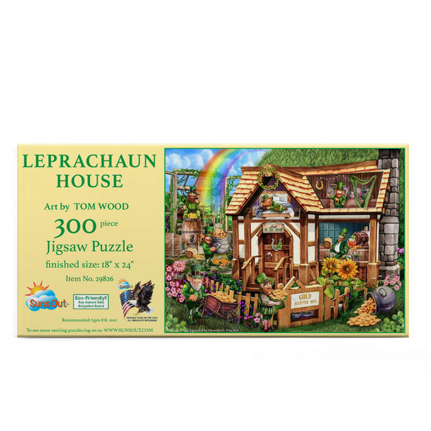 SUNSOUT INC - Leprachaun House - 300 pc Jigsaw Puzzle by Artist: Tom Wood - Finished Size 18" x 24" St. Patrick's Day - MPN# 29826