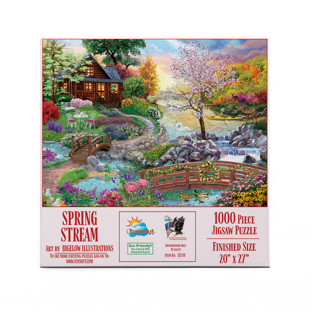 SUNSOUT INC - Spring Stream - 1000 pc Jigsaw Puzzle by Artist: Bigelow Illustrations - Finished Size 20" x 27" - MPN# 31720