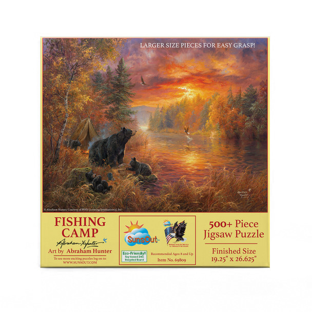 SUNSOUT INC - Fishing Camp - 500 pc Large Pieces Jigsaw Puzzle by Artist: Abraham Hunter - Finished Size 19.25" x 26.625" - MPN# 69809