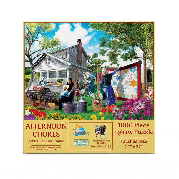 SUNSOUT INC - Afternoon Chores - 1000 pc Jigsaw Puzzle by Artist: Rafael Trujillo - Finished Size 20" x 27" - MPN# 42352