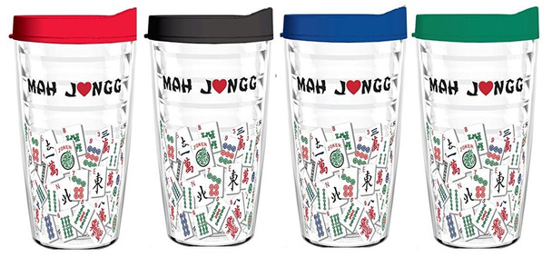 Mah Jongg Direct - Tumbler 16 oz - Mah Jongg Tile Design Tritan USA Drinkware (4 Asst 16oz Tumblers)