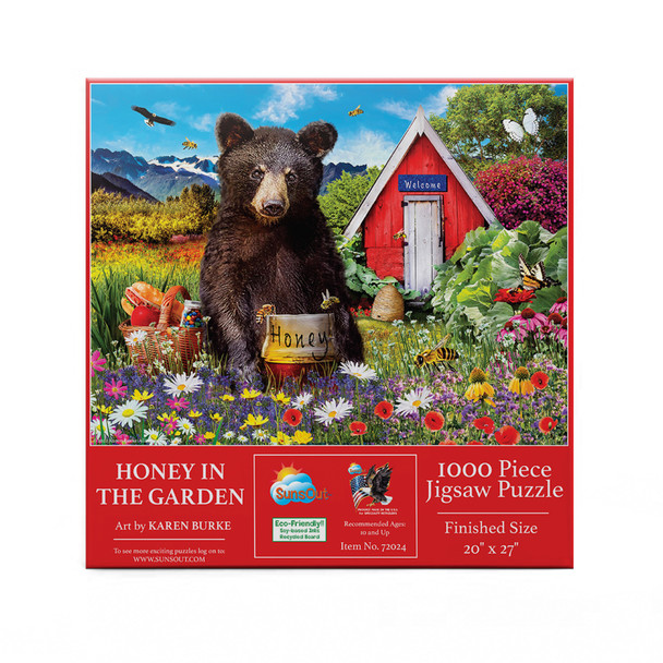 SUNSOUT INC - Honey in the Garden - 1000 pc Jigsaw Puzzle by Artist: Karen Burke - Finished Size 20" x 27" - MPN# 72024