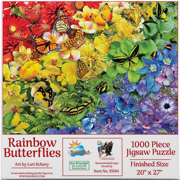 SUNSOUT INC - Rainbow Butterflies - 1000 pc Jigsaw Puzzle by Artist: Lori Schory - Finished Size 20" x 27" - MPN# 35184