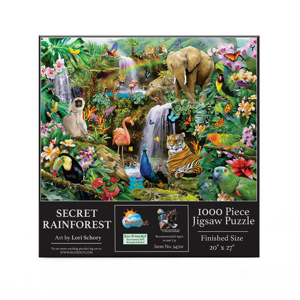 SUNSOUT INC - Secret Rainforest - 1000 pc Jigsaw Puzzle by Artist: Lori Schory - Finished Size 20" x 27" - MPN# 34710