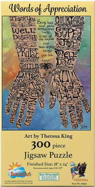 SUNSOUT INC - Words of Appreciation - 300 pc Jigsaw Puzzle by Artist: Theresa King - Finished Size 18" x 24" - MPN# 60950