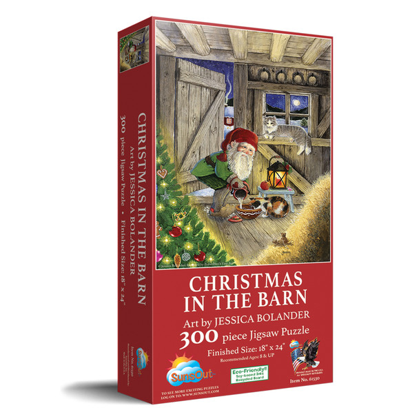 SUNSOUT INC - Christmas in the Barn - 300 pc Jigsaw Puzzle by Artist: Jessica Bolander - MPN# 61530